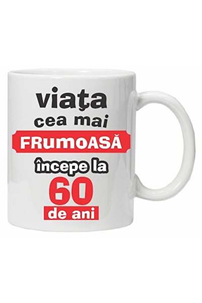 CRD PRINT Personalized mug "Life begins with...", 60 years, CRD PRINT, 330 ml, white