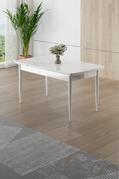 Canisa Asfel Serisi MDF 77x130 Beyaz Yandan Açılabilir Mutfak Masası