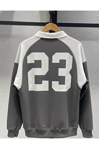 VAIA Men's polo collar pullover, wide-leg sweatshirt with a distinctive, modern, sporty youth design.