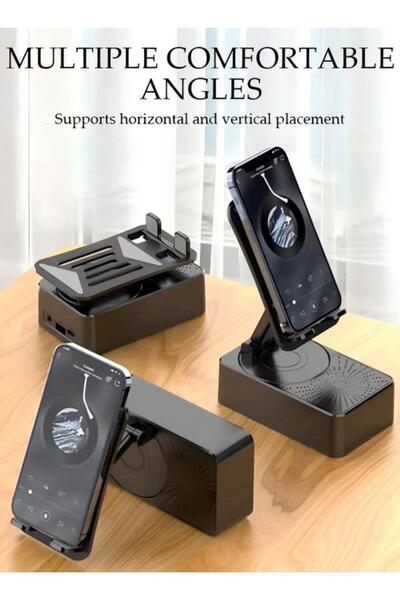 DOMEET Cell Phone Stand Three-In-One Bluetooth Speaker & Phone Stand & Power Bank Rotatable 5000mAh
