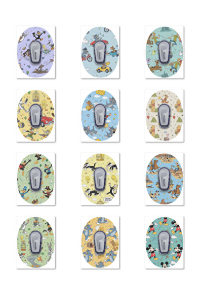 Dia BandTR Cartoon - Dexcom G6 Sensör Koruyucu Bant 12'li Paket