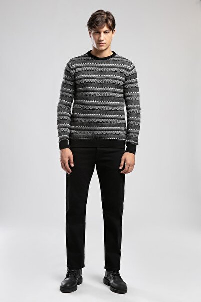 Lee Cooper Miguel Men's O-Neck Sweater Black-Anthracite Patterned