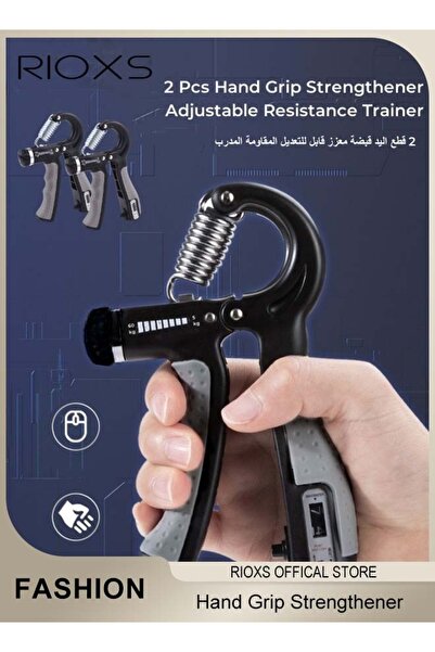 RIOXS 2 Pcs Hand Grip Strengthener Adjustable Resistance Forearm Exerciser with Counter Strength Trainer f