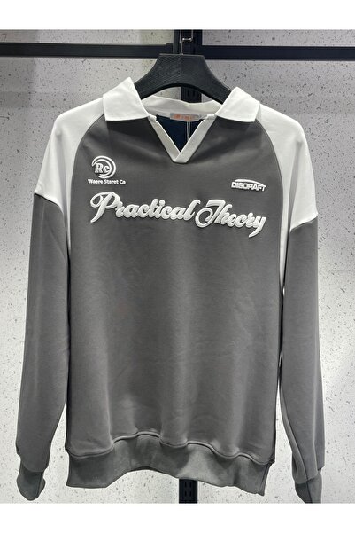 VAIA Men's polo collar pullover, wide-leg sweatshirt with a distinctive, modern, sporty youth design.