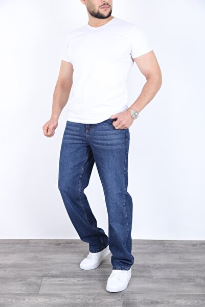 MYRAB DENİM Men's dark dusty blue baggy jeans - relaxed fit, casual & streetw...