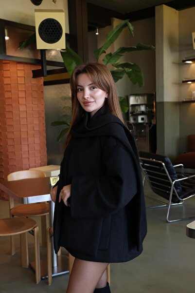 BAŞARAN Black Coat with Ties