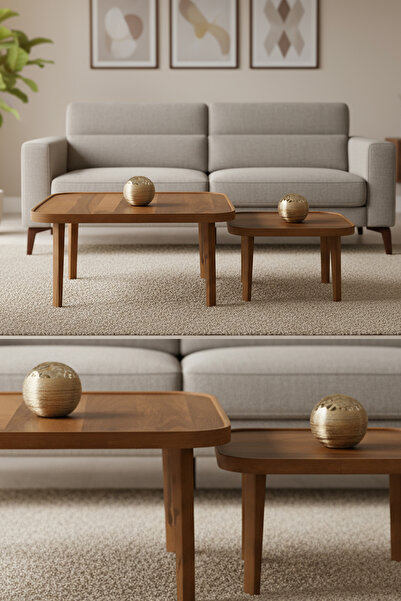 Eymense Pera Orta Sehpa İkili Set Meşe