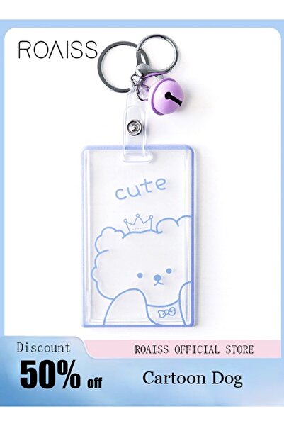 ROAISS 1 قطعة غطاء بطاقة هوية رسومي على شكل كلب كرتوني لطيف مصنوع من الأكريلي...