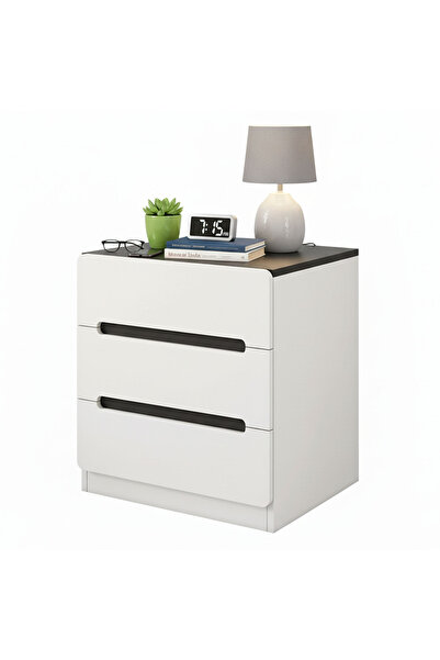 Sinyin طاولة جانبية ذات درجين وسطح أملس - خزانة تخزين أنيقة بجانب السرير لغرف...