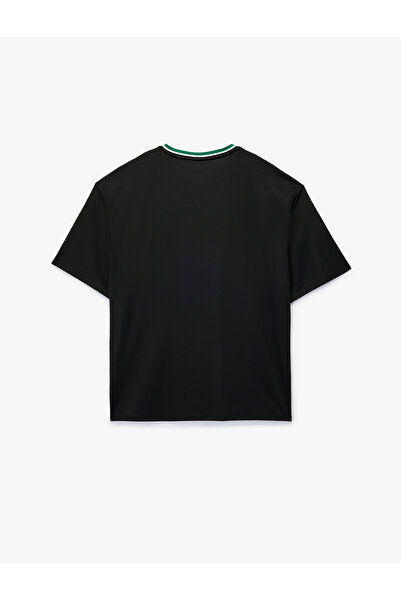 Koton Oversized Half Sleeve V-Neck Printed Sports T-Shirt