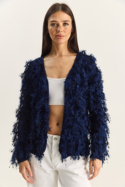 Bianco Lucci Women's Fringed Knitwear Cardigan 20246249