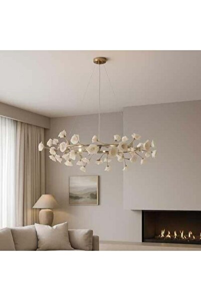 GENERAL Modern ceramic pendant chandelier, gold color - 60 cm - 3 LED lights
