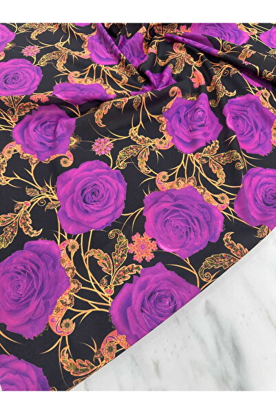 ipekkumaş Purple Rose Pattern Digital Print Crepe Fabric Our Product Is Sold ...