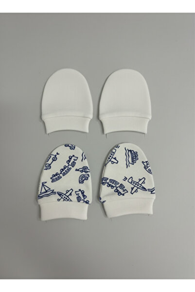 Messido 100% Cotton 2-Piece Glove Set - White / Vehicles