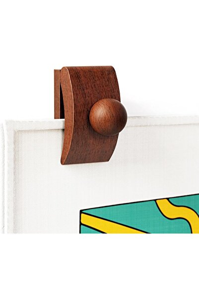 Generic Set of 4 Wooden Tapestry Wall Hangers - Brown