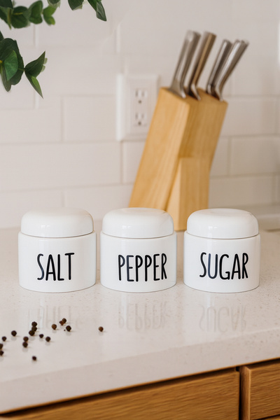 Porsima Francesco 3-Piece Porcelain Ergonomic Spice Rack Set Round Shaped White Set