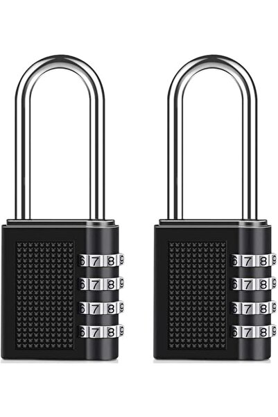 SYOSI 4-Digit Combination Padlock, Long Shackle, Weatherproof, 2-Pack (Black)
