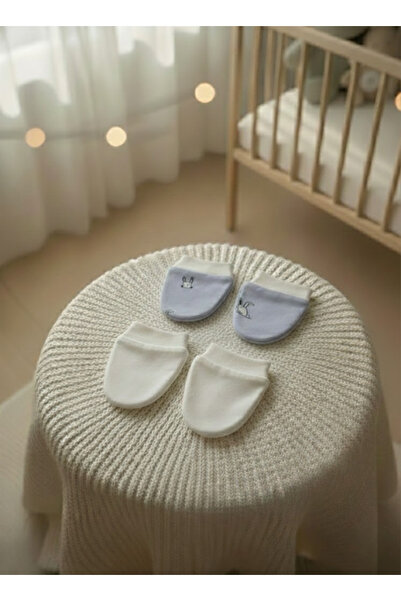 Messido 100% Cotton 2-Piece Glove Set - Blue / White