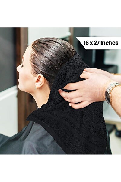 Utopia Towels Cotton Bleach Proof Salon Towel (16x27 in) - 100% Cotton Hand Towel, 24 Pack, Black