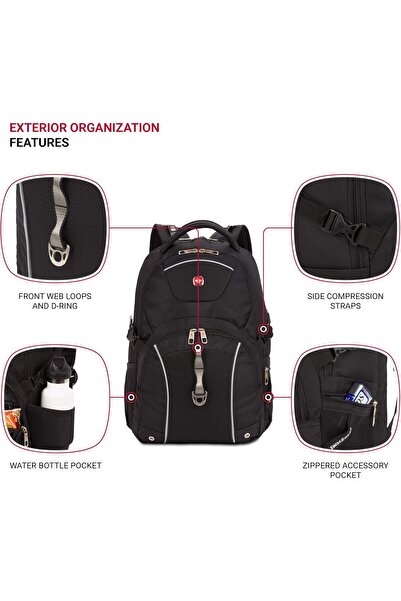 Swissgear حقيبة ظهر للكمبيوتر المحمول 3258، سوداء، مقاس 18.5 بوصة