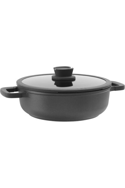 Berghoff مقلاة ليو ستون+ سيراميك غير لاصقة 11 بوصة سعة 5 كوارت مع غطاء زجاجي