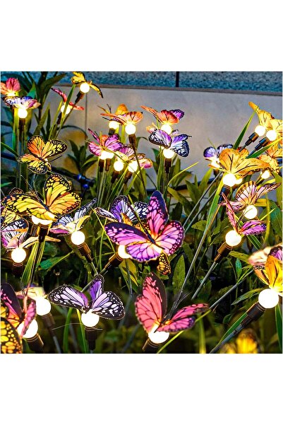 EXCEFORE مصابيح حديقة تعمل بالطاقة الشمسية على شكل فراشة متأرجحة (عبوة من قطع...