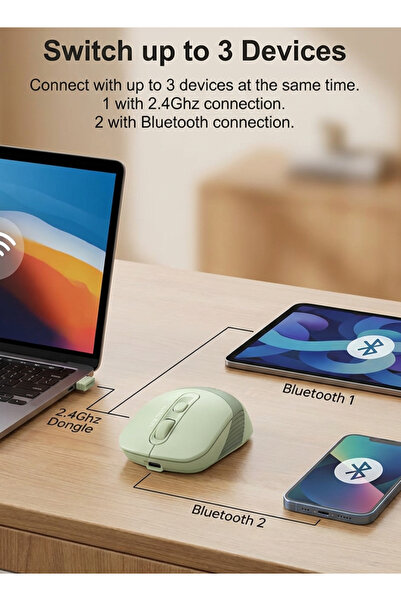 A4 Tech Dual Mode Rechargeable Wireless/Bluetooth Mouse FB10CS (Green)