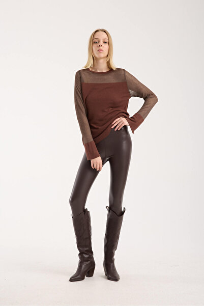 sumoda Kadın triko kazak ince transparan detaylı yumuşak doku