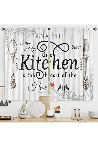 Riyidecor Rustic Farmhouse Kitchen Curtains, 55x39 in, Rod Pocket, 2 Panels