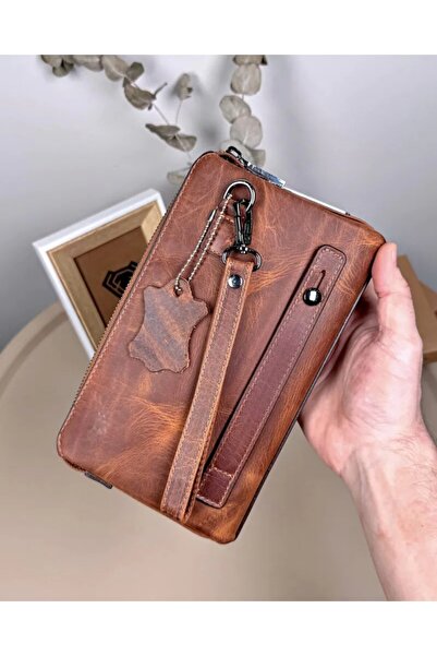 Fil Deri Fingerprint Men's Handbag – Genuine Leather - 2125