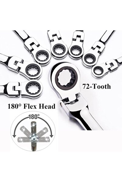genernic TR TOOLROCK 12pcs Flex-Head Ratcheting Wrench Set 8-19mm (Metric)
