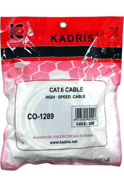 Kadris CO-1289 CAT6 1000 Mbps High-Speed Shielded Ethernet Cable, 30 Meter, Blue