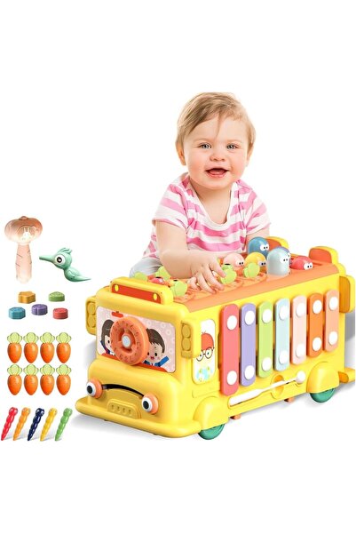 Generic لعبة حافلة الأنشطة أندانا مونتيسوري ١٢ في ١ - أصفر (مصنف الأشكال، إكس...