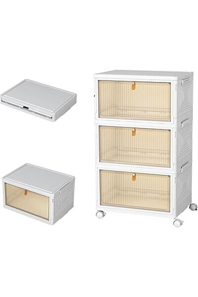 Lawazim Plastic Storage Box - 3 Layers, Stackable Organizer with Easy-Access Lid