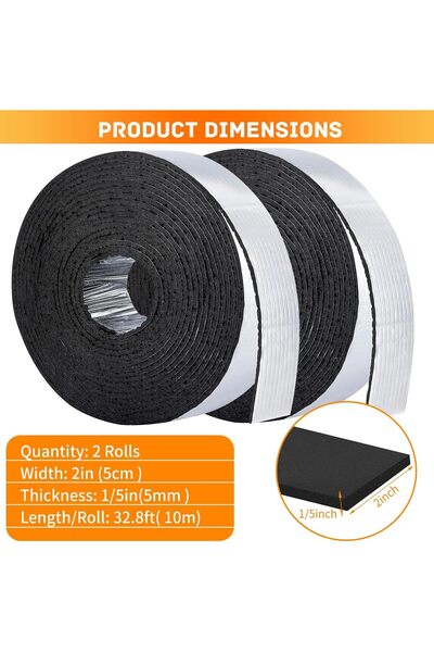 NALACAL Pipe Insulation Wrap, 32.8 Ft Foam & Foil, Adhesive, 2 Inch Wide (2 Pack)