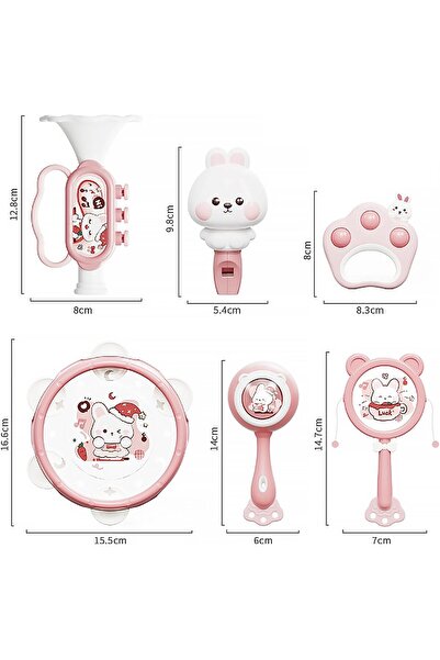 Generic 6-Piece Early Learning Baby Rattle Set – Hand Drum & Non-Toxic Teethe...