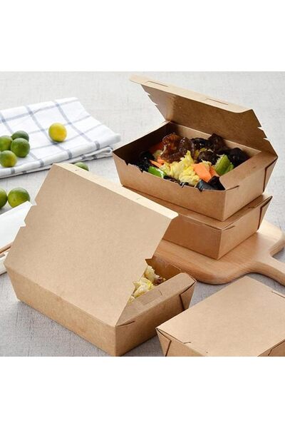 SNH Packing Kraft Lunch Box Medium Without Window - 50 Pieces