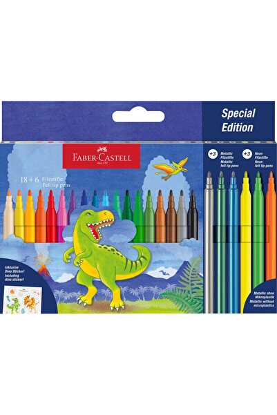 Faber Castell DINO Coloring Markers - 24 Colors + Stickers