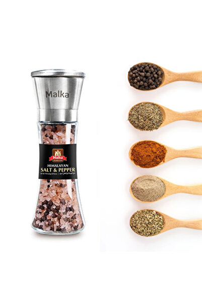 vital tea مطحنة ملح وفلفل أسود وردي من مالكا هيمالايا - ١٥٠ غرام، قابلة لإعادة التعبئة وقابلة للتعديل من السيراميك