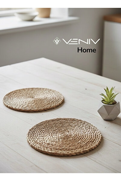 VENİV HOME 2 Adet Naturel Hasır Nihale 20 cm