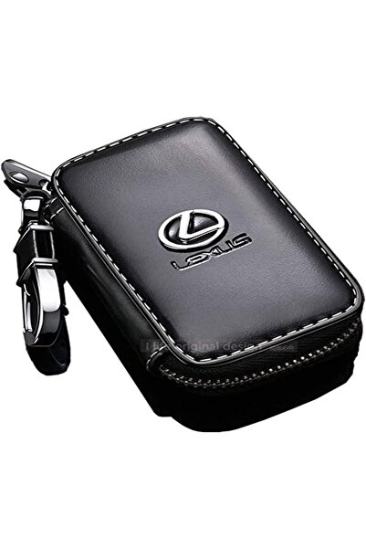 KASTWAVE Leather Car Key Case Cover for Lexus with Metal Hook and Keyring (Bl...