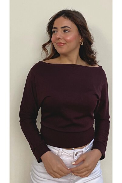 Lady Doll Women's Boat Neck One Shoulder Long Sleeve Fit Women's Blouse