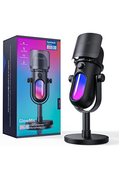SYNTECH Gaming Microphone M100 - USB Condenser Mic with RGB, Mute Touch, Gain Knob