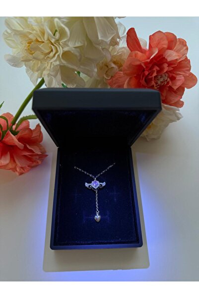 HKN AVM ACCESSORİES Işıklı kutuda Gerçek Kararmaz çelik kolye kanatlı kolye s...