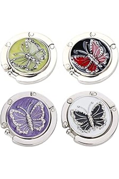 FOME خطافات حقيبة يد قابلة للطي، مجموعة من 4 خطافات طاولة على شكل فراشة، 4.5×...