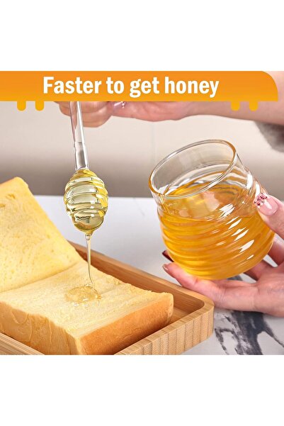 Yelajoy Honey Jar with Dipper and Lid - Clear Glass Honey Pot