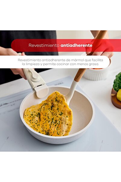 Bergner CLICK&COOK 10-Piece Cookware Set — Removable Handle, Cast Aluminum, Marble Non-Stick