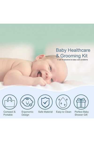 Generic مجموعة العناية بالطفل وسلامته ١٤ في ١ - فرشاة، مشط، مقص أظافر، مقص، ف...