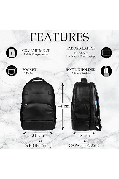 F Gear Luxur 25L Medium Laptop Backpack (Black)