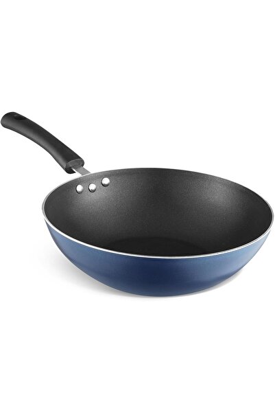 Vinod Zest 26 cm Non-Stick Wok, 3 L, Aluminium, Blue (Gas Stove Compatible)